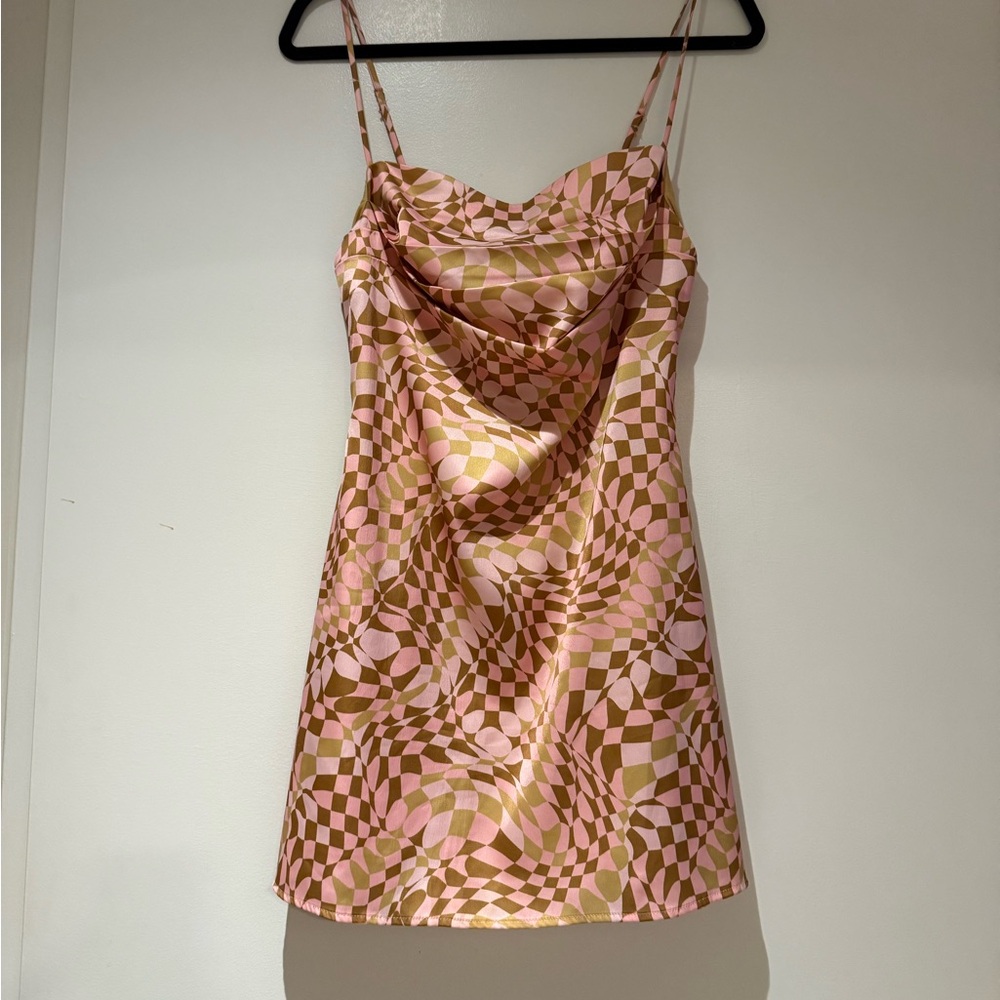 AFRM Doss Dress in Blush Checkered, Pink and Green